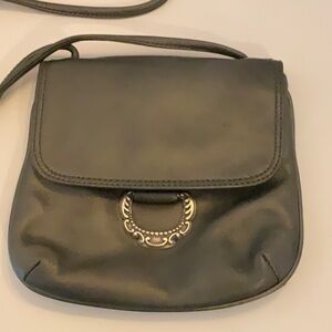 Fossil Gunmetal Gray Leather Crossbody Purse Bag‎